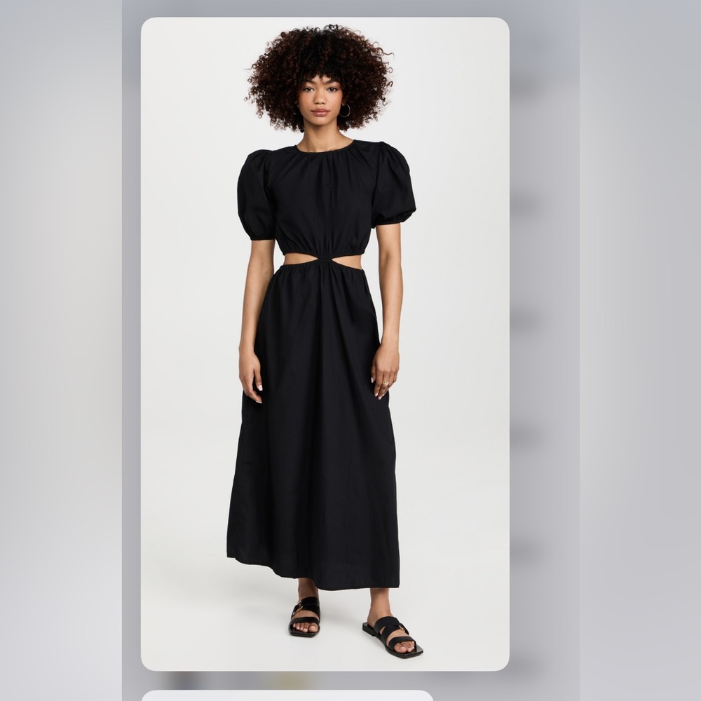 Faithful The Brand - Elegant Black Puff Sleeve Dress